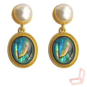 Women's Classic Pearl Drop Earrings, Gold-Toned with Abalone Shell & Pearl Design - 1 of 4