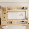 ModernLuxe Twin over Twin Floor Bunk Bed, Wooden Bed Frame with Storage Ladder - 2 of 4