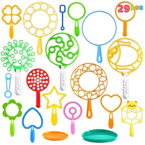 Joyfy 29 Pcs Giant Bubble Wands Set with with Tray, Bubble Maker Wands Bulk with Assorted Shapes for Kids Toddlers Summer Outdoor Play, Party Game - 1 of 4