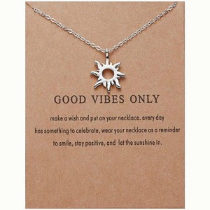 Sun & Feather Necklace for Women, Gold or Silver Elegant Daily Jewelry - 1 of 4