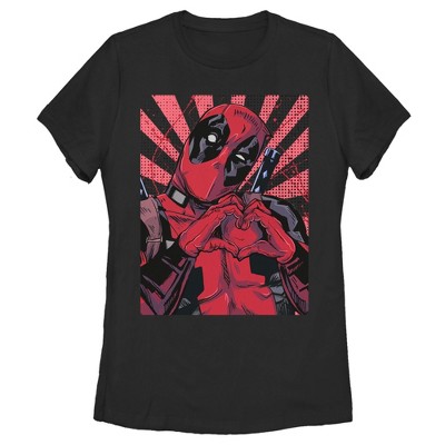 Women's Marvel Deadpool Heart You T-shirt - Black - Small : Target