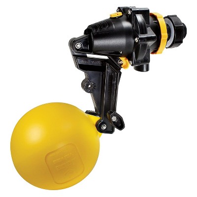 Jobe Valves TPV0100DLT Topaz Automatic Fill Controlled Water Stock Storage Tank Trough Float Valve with Detach Long Tail, 1 Inch Inlet, Yellow