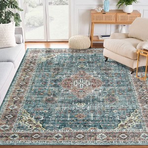 Area Rug Vintage Floral Rug for Living Room Soft Stain Resistant Rug Indoor Boho Carpet for Bedroom Dining Nursery Room - 1 of 4