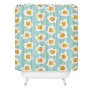 Deny Designs Hello Sayang Eggcellent Blue Eggs Shower Curtain: Abstract Pattern, Woven Polyester, Machine Washable - 1 of 2