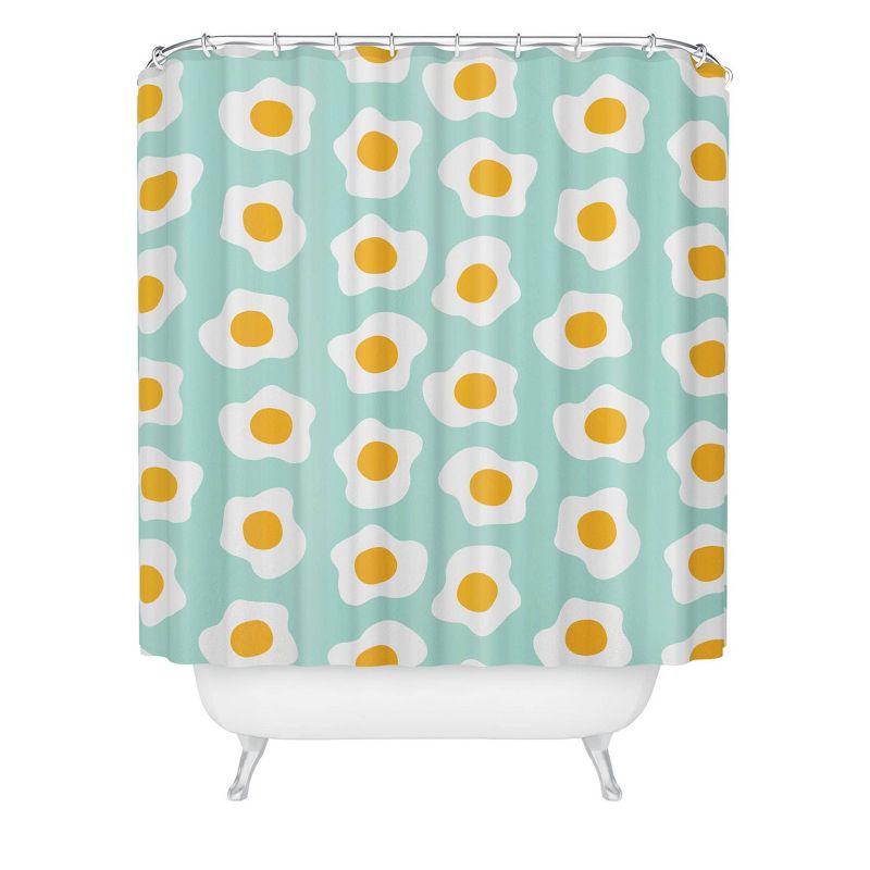 Deny Designs Hello Sayang Eggcellent Blue Eggs Shower Curtain, 1 of 4