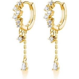 925 Sterling Silver CZ Hoop Earrings Dangle for Women Teen Girls Teardrop Huggie Earrings Drop Water Droplets Dangle Earrings Drop - 1 of 4