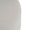 White Fabric Round Ottoman with Wooden Legs, Modern Minimalist Ottoman - 4 of 4
