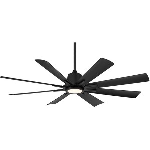 Casa Vieja 54" Inspirit Modern Indoor Outdoor Ceiling Fan 8 Blade LED Light Remote Control Matte Black Finish Bedroom Patio Living Room Damp Rated - 1 of 4
