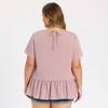Women's Plus Size Summer Casual Short Sleeve Crew Neck Loose Fit Flowy Babydoll Blouses - GRACE & GRANDEUR - 3 of 4