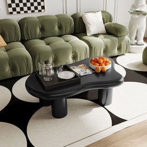 Okak Modern Cloud Shaped Coffee Table Curved Profile Design Coffee Table with Cylindrical Legs - 1 of 4