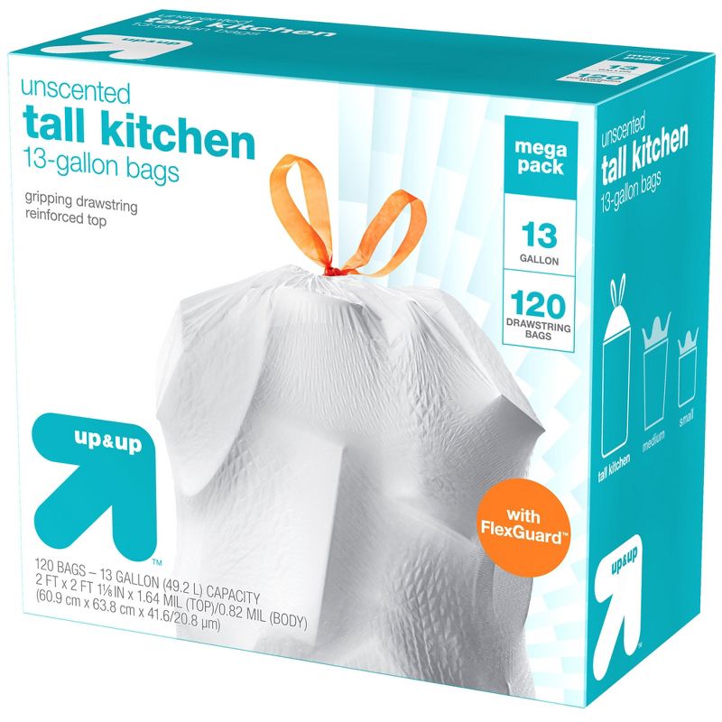 FlexGuard Tall Kitchen Drawstring Trash Bags - Unscented - 13 Gallon - up & up™, 4 of 8