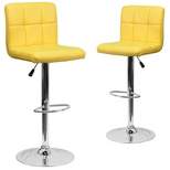 Emma and Oliver 2 Pack Contemporary Quilted Vinyl Adjustable Height Barstool with Chrome Base