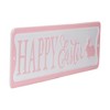 Northlight 13" Pink and White Metal "Happy Easter" Sign with Bunny Rabbit Wall Decor - 3 of 4