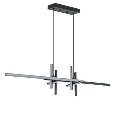 LLHZSY Modern Integrated LED Dimmable Chandelier Adjustable Linear Pendant Light-Black/Gold
