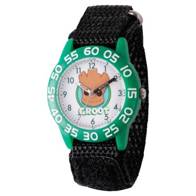 Boys' Marvel Guardians Of The Galaxy Evergreen Groot Plastic Time Teacher Watch - Black