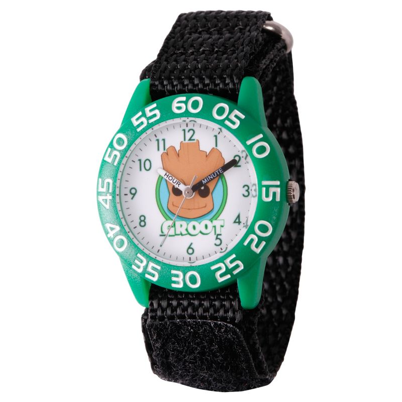 Boys&#39; Marvel Guardians Of The Galaxy Evergreen Groot Plastic Time Teacher Watch - Black/Green, 1 of 7