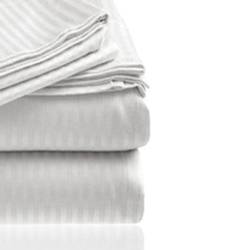 Embossed 1800 Series Wrinkle Resistant Stripe All Season Bed Sheet Set White by Plazatex, 2 of 4