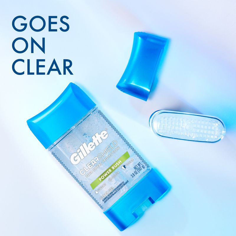 Gillette Antiperspirant Deodorant for Men - Clear Gel Power Rush 72 Hour Sweat Protection - 2pk/3.8oz each, 4 of 13