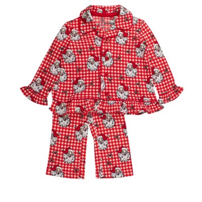 RuffleButts Girls Holiday Ruffle Flare Pajama Set