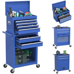 Huxxion 2-in-1 Rolling Tool Box, Large Capacity 6-Drawer Tool Box with Key and Wheels, Tool Chest for Repair Shop, Warehouse, Garage - 1 of 4