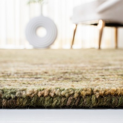 Green Hand-Tufted Wool Round Area Rug, 4' x 6'