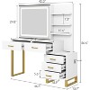 46.8" LED Makeup Vanity w/Sliding Mirror, Charging Hub, 5 Drawers, White/Black - 3 of 4