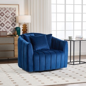 Aortzio 40.35"W Upholstered Swivel Accent Chair 360° Comfy Club Chair Arm Chair Single Sofa,Swivel Barrel Chair For Living Room Bedroom - 1 of 4