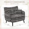Oversized Boucle Striped Accent Chair, Upholstered Armchair with Side Storage Pocket and Wood Legs, Lounge Chair for Living Room-Koiai - 3 of 4