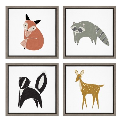 4pc 13" x 13" Sylvie Modern Animal Framed Canvas Wall Art by Stacie Bloomfield Gray - Kate and Laurel