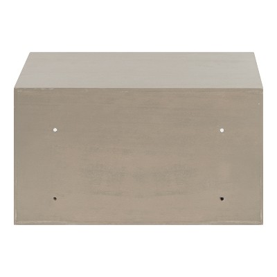 Gray Poplar Wood Floating Wall Shelf with Drawer