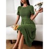 Womens Summer Puff Short Sleeve Maxi Dress Square Neck Smocked Tiered Ruffle A Line Long Flowy Beach Dresses - 3 of 4