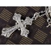 Alilang Vintage-Inspired Silvery Tone Cross Pendant Necklace with Crystal Rhinestone Accents - 3 of 4