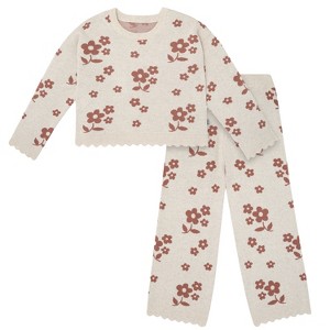 Modern Moments by Gerber Girls' 2-Piece Jacquard Sweater Knit Top and Pant Set - 1 of 4