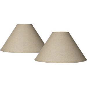 Springcrest Set of 2 Lamp Shades Fine Burlap Beige Large 6" Top x 19" Bottom x 12" High Spider Replacement Harp and Finial Fitting - 1 of 4