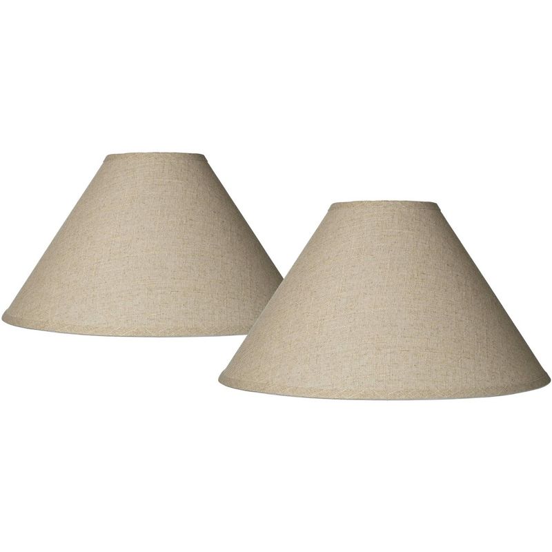Springcrest Set of 2 Lamp Shades Fine Burlap Beige Large 6" Top x 19" Bottom x 12" High Spider Replacement Harp and Finial Fitting, 1 of 9