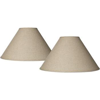 Springcrest Set of 2 Lamp Shades Fine Burlap Beige Large 6" Top x 19" Bottom x 12" High Spider Replacement Harp and Finial Fitting