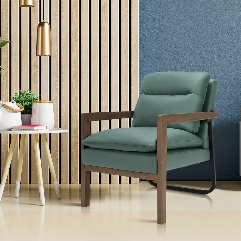 Costway Modern Accent Armchair Lounge Chair w/ Rubber Wood Legs & Steel Bracket, 5 of 10