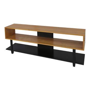 Creek with Solid American TV Stand for TVs up to 65" Natural Cherry/Black - Flora Home