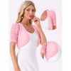 INSPIRE CHIC Women's Casual Short Sleeve Mesh Sheer Open Front Cropped Cardigan Shrug - 2 of 4