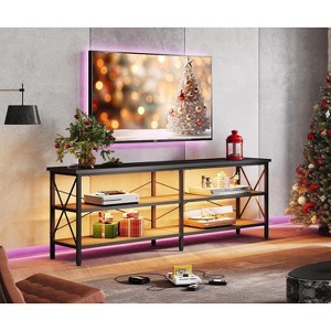 GALAXHERO TV Stand for 65-70 inch TV with LED Lights, Gaming Entertainment Center with Storage, Industrial TV Console for Living Room, Black - 1 of 4