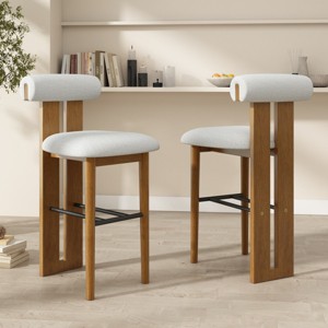 Set of 4 Bar Stools with Walnut Finish,Open Back Upholstered Counter Height Stools,Modern Farmhouse Armless Bar Chairs for Home-Cuddlewood - 1 of 4