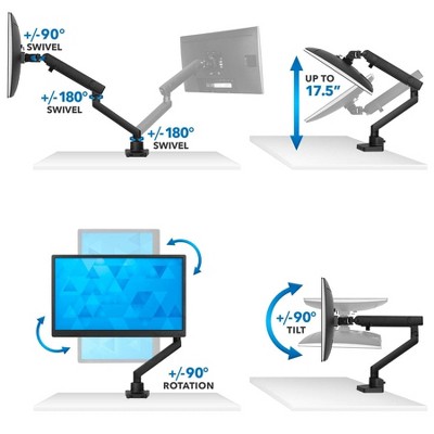 Black Adjustable Aluminum and Steel Monitor Desk Mount