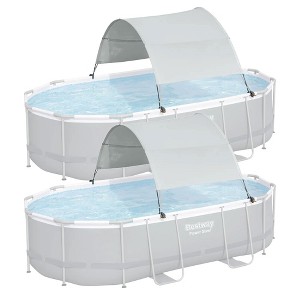Bestway Flowclear Pool Canopy for 6' 11" to 11' 2" Above Ground Outdoor Oval or Rectangular Swimming Pools with UPF 40+ Sun Protection, Gray, 2 Pack - 1 of 4