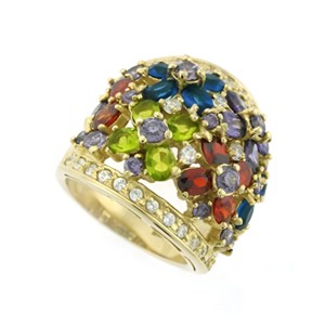 Slickblue Sterling Silver Ring, 14K Gold Plated with Multi Color CZ, Adjustable Women’s Jewelry, Sizes 7-10 - 1 of 3