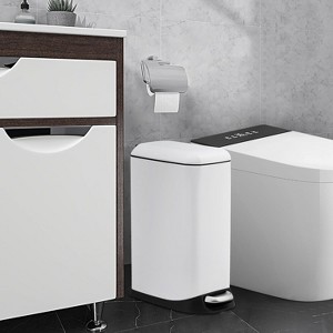 Slim Stainless Steel Trash Can, 3.2 Gallon Garbage Can with Soft-close Lid, Fingerprint Resistant Step-on Wastebin with Removable Inner Bucket - 1 of 4