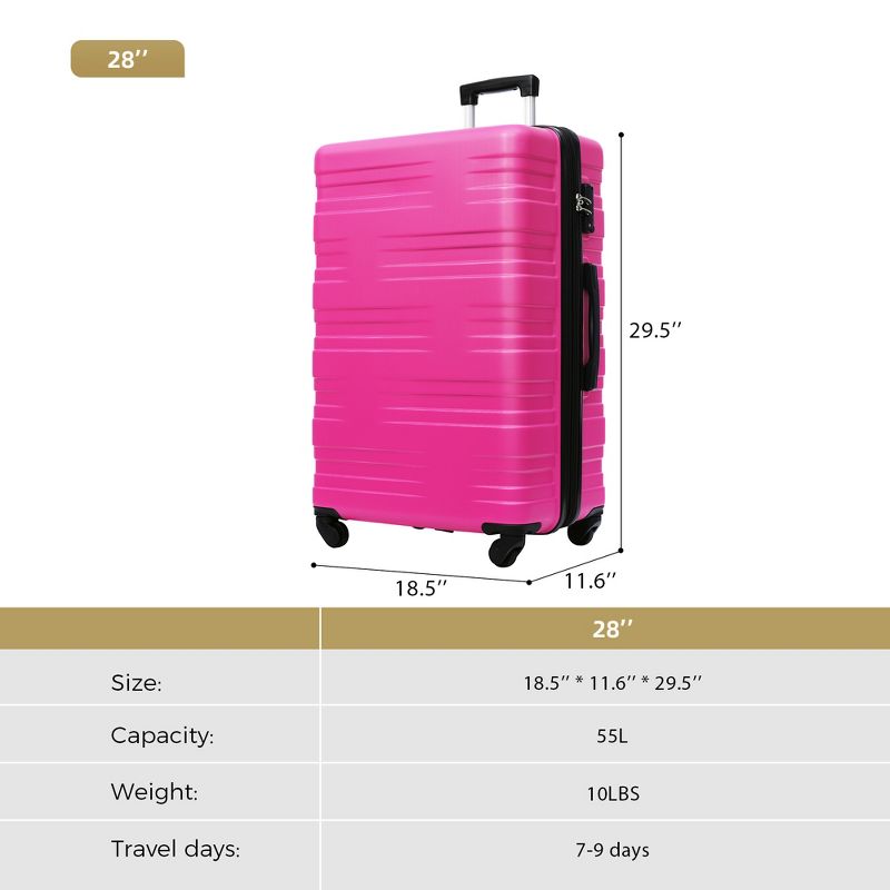 20"/24"/28" Luggage,  ABS Hardside Suitcase with Spinner Wheels and TSA Lock-ModernLuxe, 2 of 6