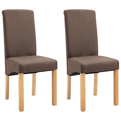 vidaXL Dining Chairs, 2 Pcs, Brown Fabric