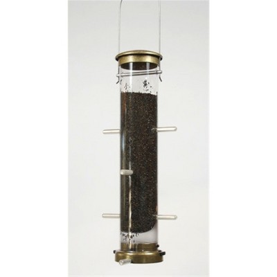 Medium Antique Brass Squirrel Resistant Metal and Plastic Tube Feeder