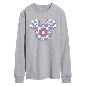 Men's - Disney - Mickey Ears Quilt Long Sleeve Graphic T-Shirt - 1 of 3