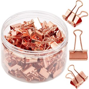 Bright Creations 100 Pack 0.75 in Rose Gold Binder Clips Paper Clips Clamps File Clips for Office School Supplies - 1 of 4